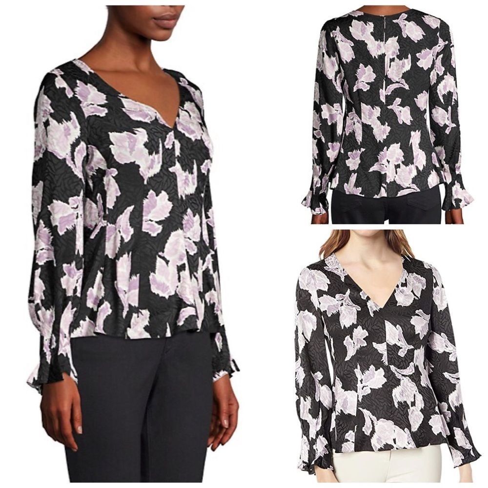 NWOT REBECCA TAYLOR ikat blossom stretch silk blouse - 4